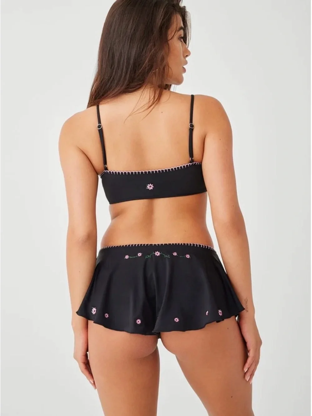 Frankie’s bikini sea fairy black embroidered bikini set